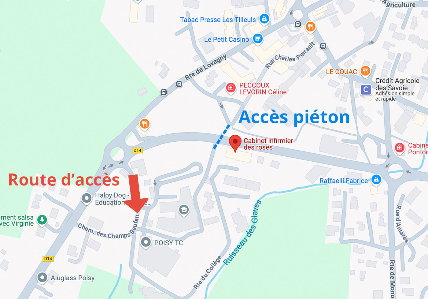 plan d'accès au cabinet par voiture et à pieds